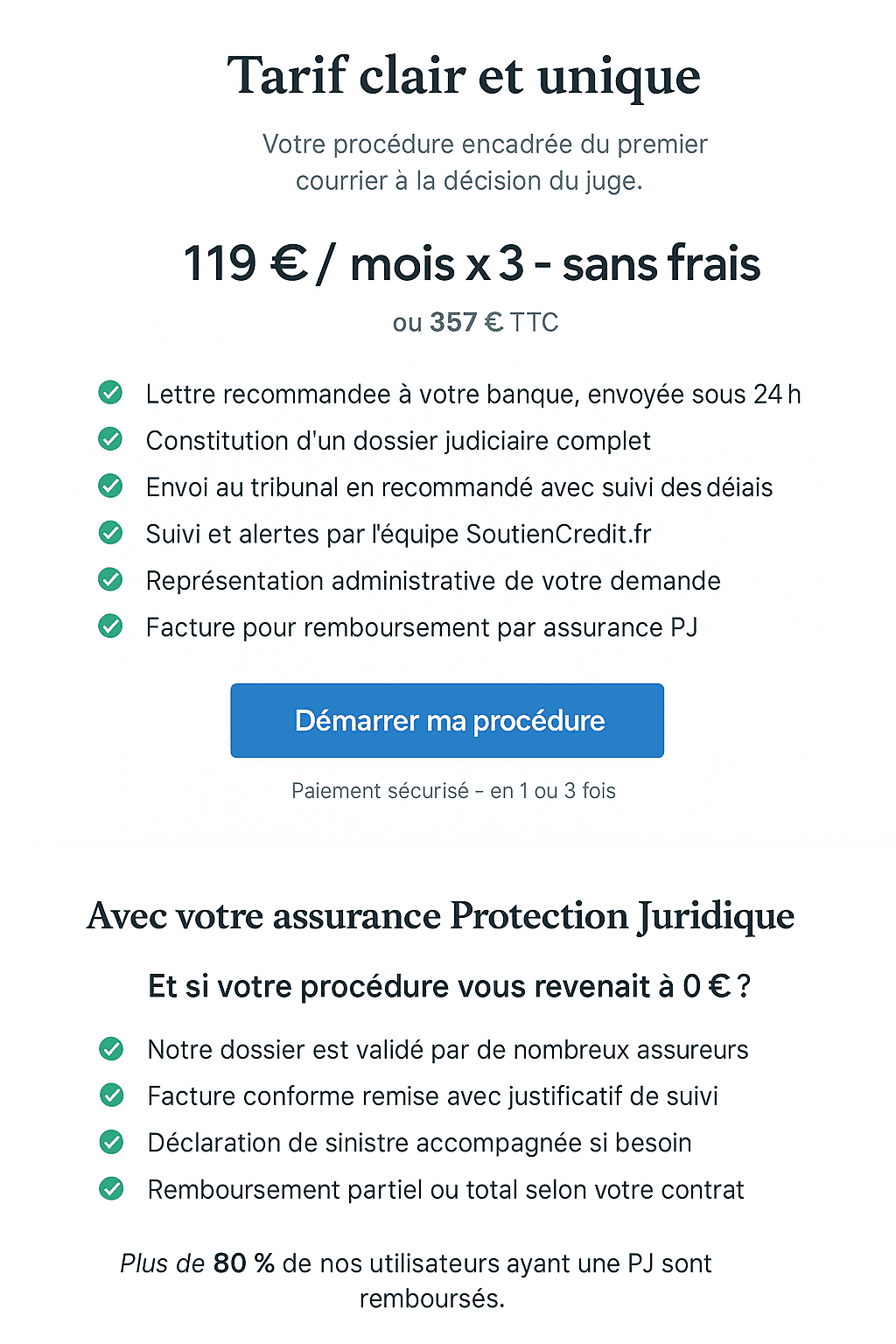 Bloc tarif SoutienCredit - 119€/mois x3 sans frais